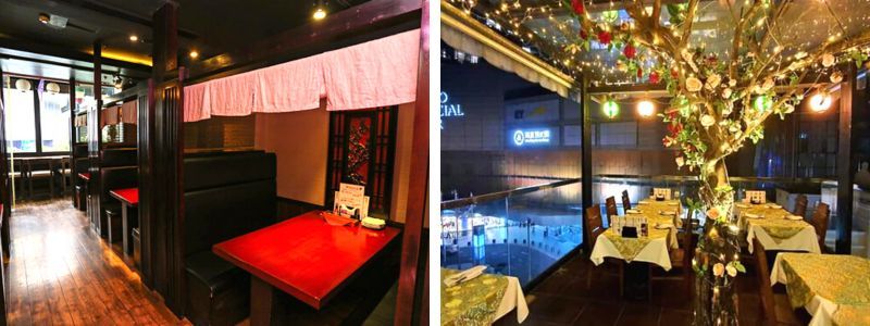 không gian trên lầu và ngoài trời